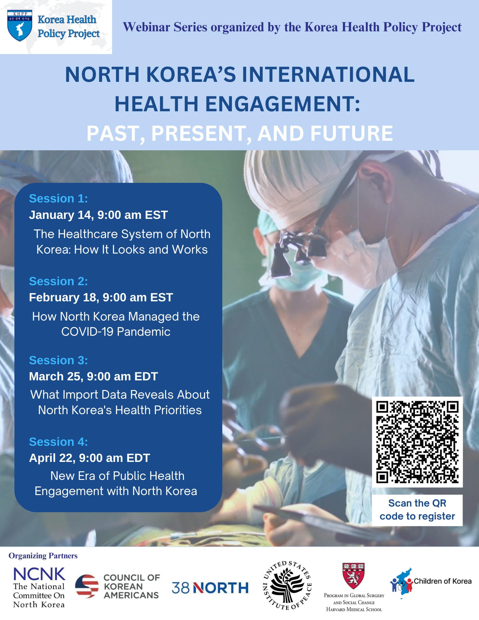 Promotional graphic for DPRK health webinar.