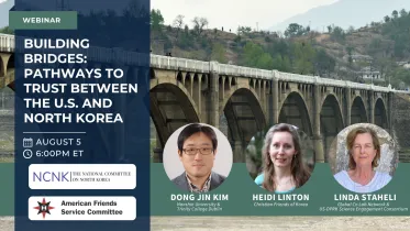 Promotional graphic for peacebuilding webinar