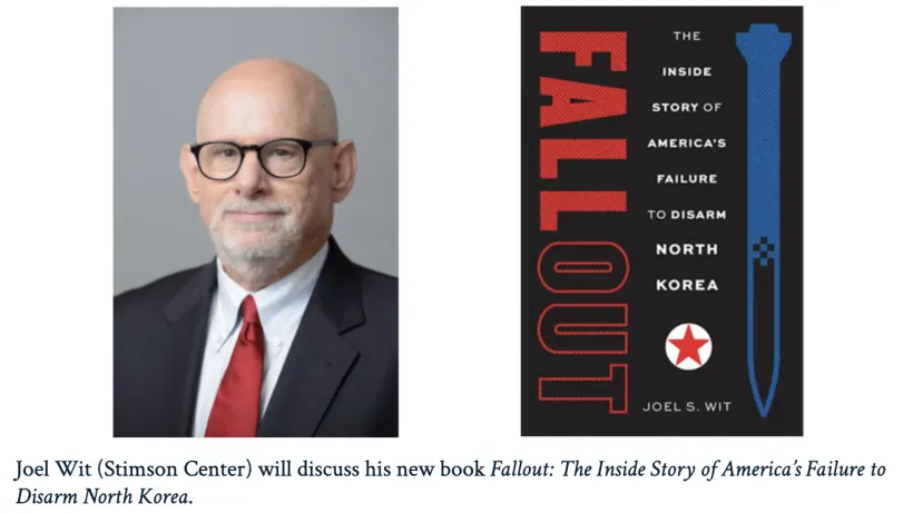 Photo of author Joel Wit and cover of his book