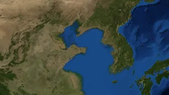 Satellite map of East Asia.