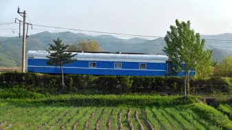 Abandoned rail car in North Korea.