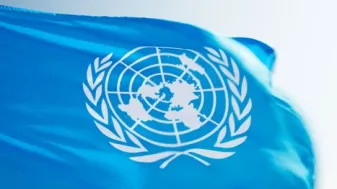 The United Nations flag.